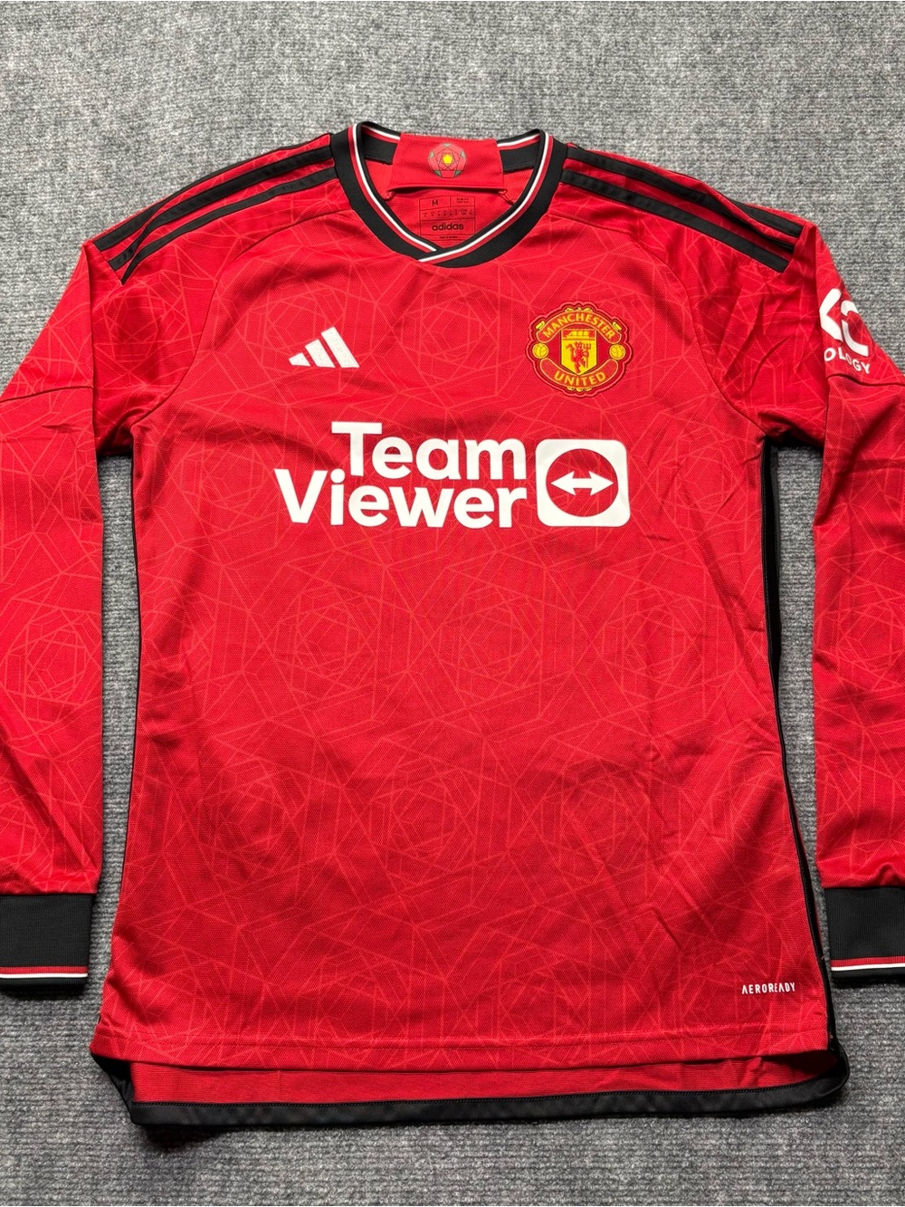 Garnacho Manchester United 2023 2024 Long Sleeve Soccer Jersey Adidas Mens M